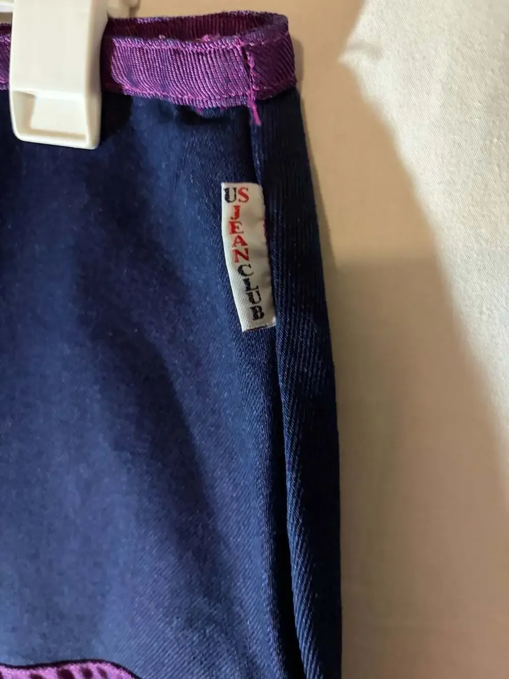 US Jean Club Vintage Navy Blue and Purple Striped Midi Skirt Size 16